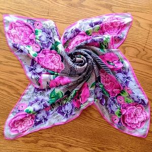 Vintage Oscar de la Renta Floral Silk Scarf